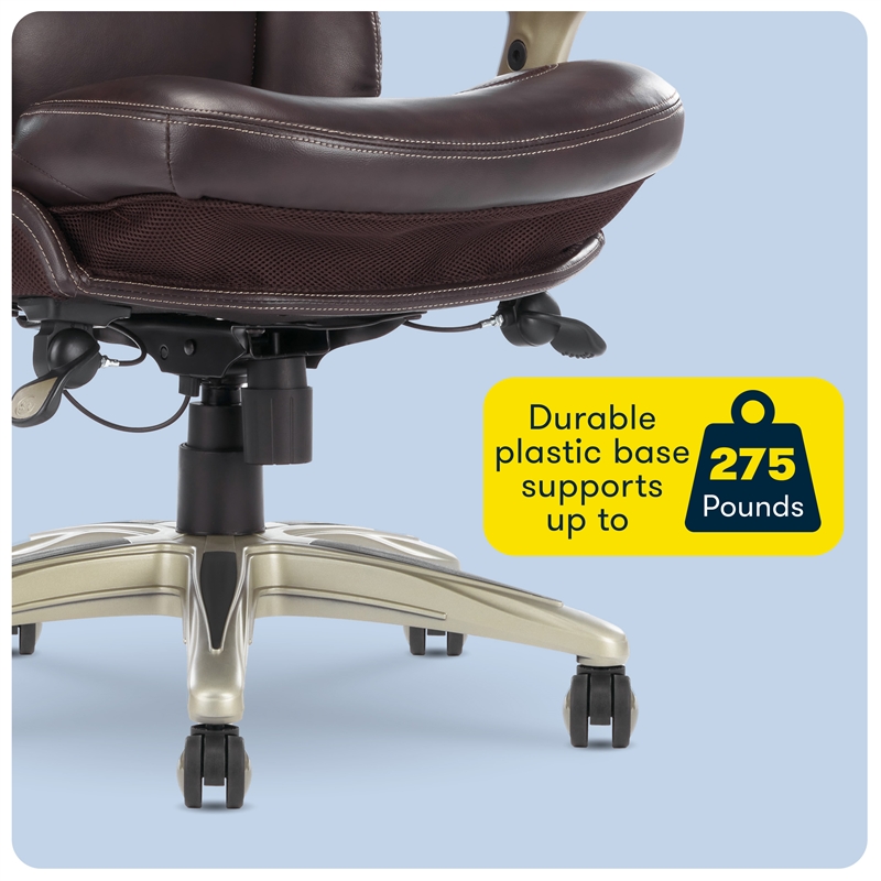 Serta Claremont Back in Motion Office Chair in Brown Bonded Leather