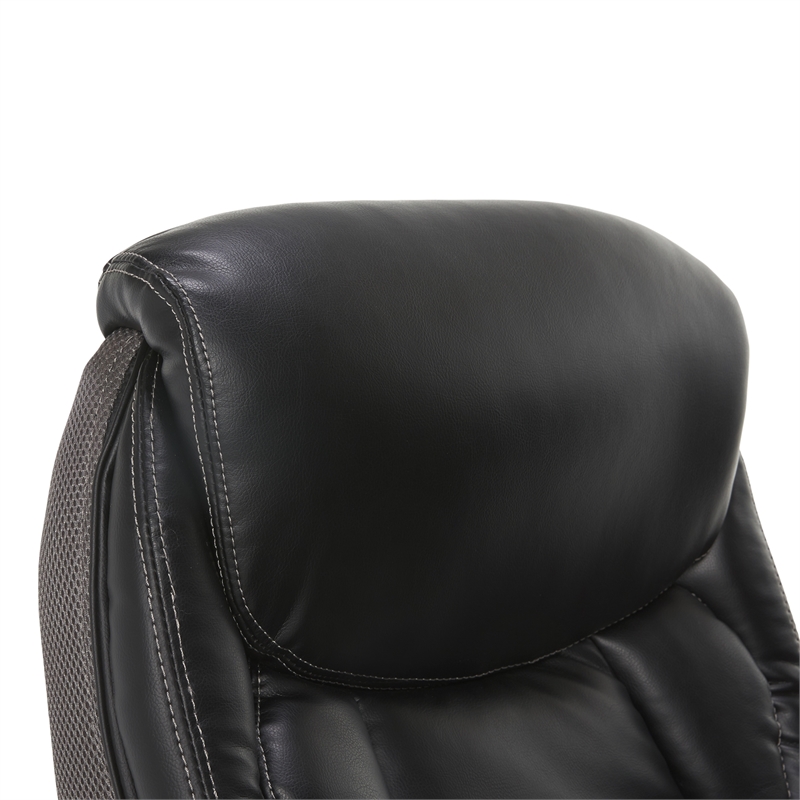 Serta Lautner Executive Office Chair Black Bonded Leather and Gray Mesh