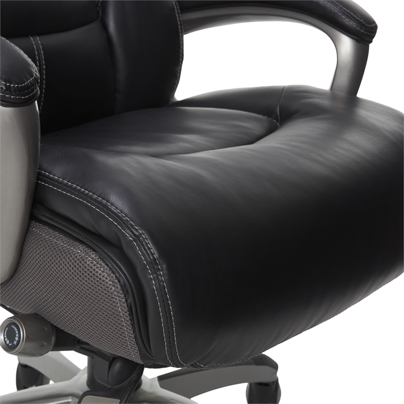 Serta Lautner Executive Office Chair Black Bonded Leather and Gray Mesh