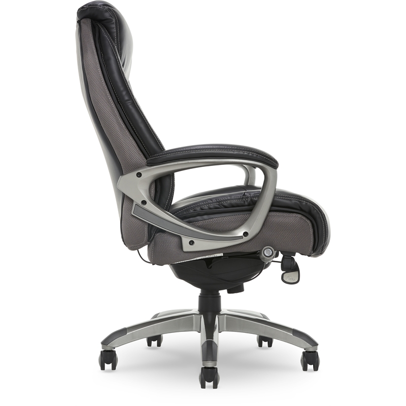 Serta Lautner Executive Office Chair Black Bonded Leather and Gray Mesh