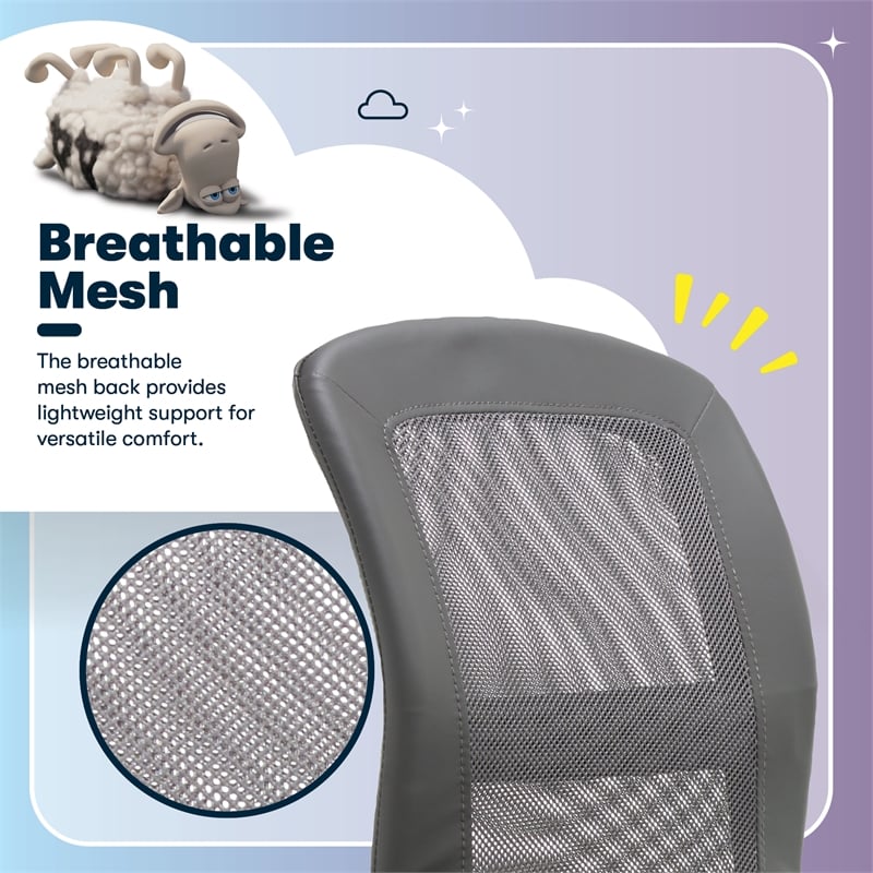 Serta Essential Armless Desk Chair with Breathable Lightweight Mesh Back Gray