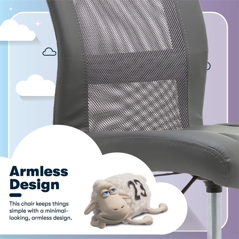 Serta Essential Armless Desk Chair with Breathable Lightweight Mesh Back Gray