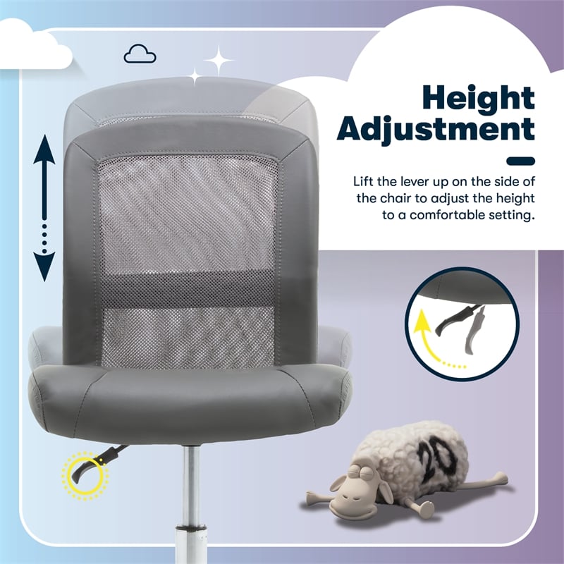Serta Essential Armless Desk Chair with Breathable Lightweight Mesh Back Gray