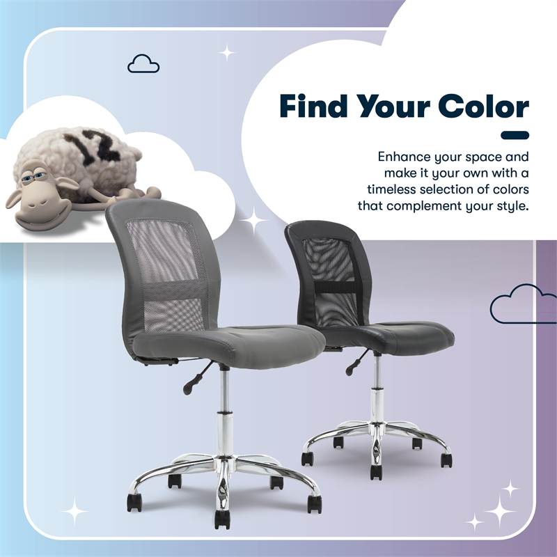 Serta Essential Armless Desk Chair with Breathable Lightweight Mesh Back Gray