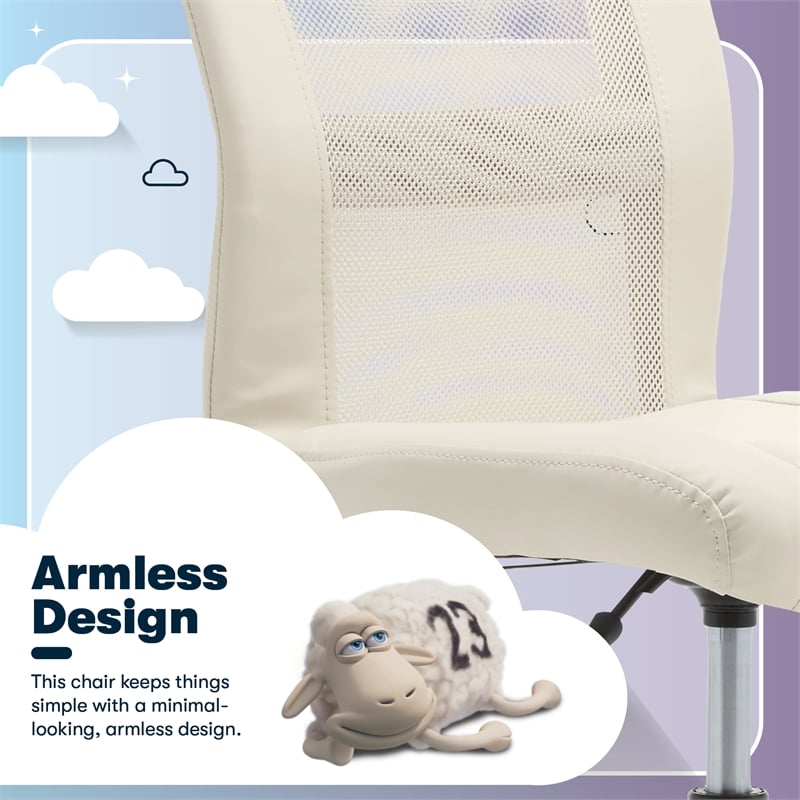 Serta Essential Armless Desk Chair with Breathable Lightweight Mesh Back Cream