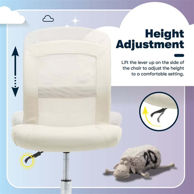 Serta Essential Armless Desk Chair with Breathable Lightweight Mesh Back Cream