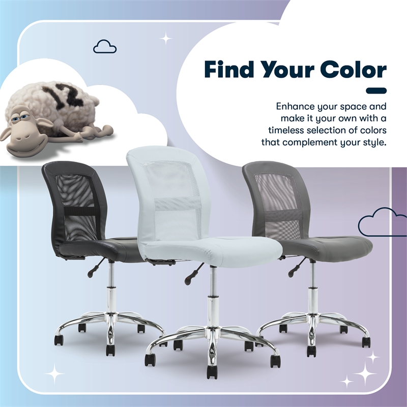 Serta Essential Armless Desk Chair with Breathable Lightweight Mesh Back Blue