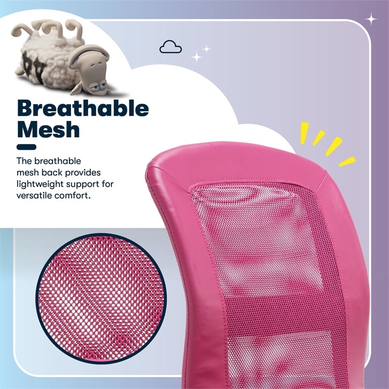 Serta Essential Armless Desk Chair with Breathable Lightweight Mesh Back Pink