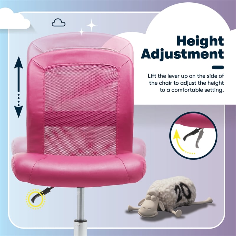 Serta Essential Armless Desk Chair with Breathable Lightweight Mesh Back Pink
