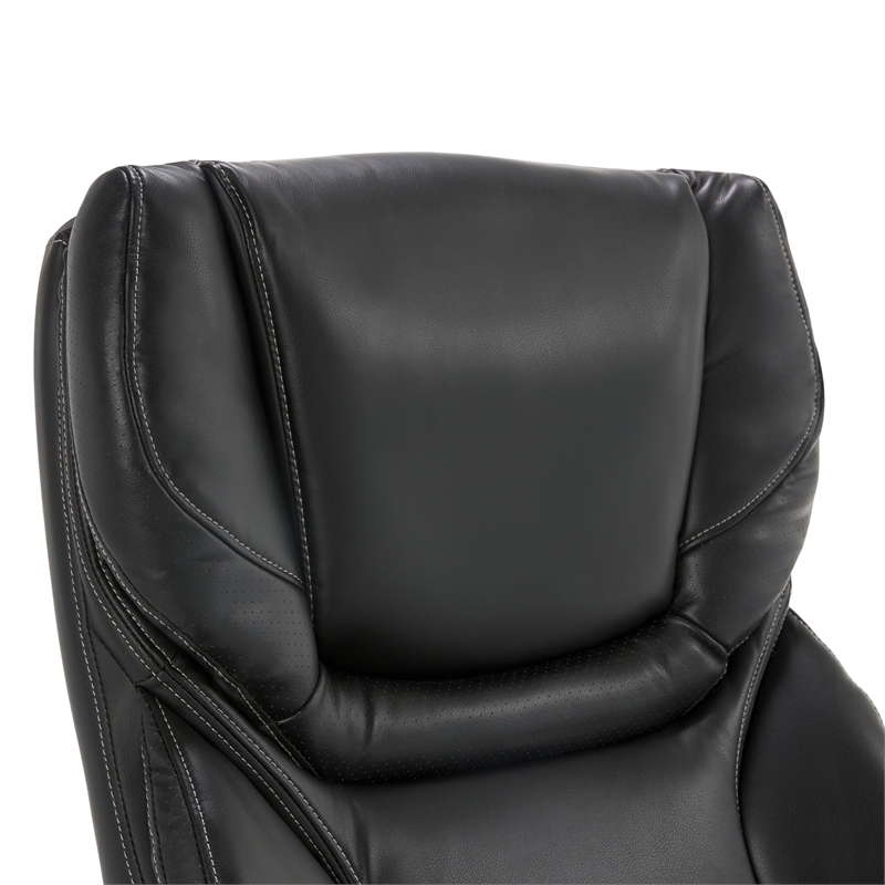 Serta Conway Big and Tall Executive Office Chair with Wood Accents Black