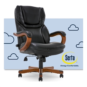 Serta Conway Big and Tall Executive Office Chair with Wood Accents Black