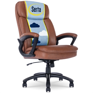 Serta Fairbanks Big and Tall Executive Office Chair Cognac Bonded Leather