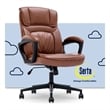 Serta Hannah Office Chair with Headrest Pillow Cognac Bonded Leather