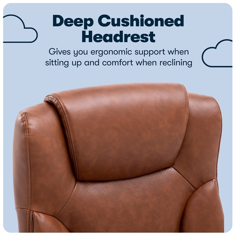 Serta Connor Executive Office Chair Cognac Bonded Leather