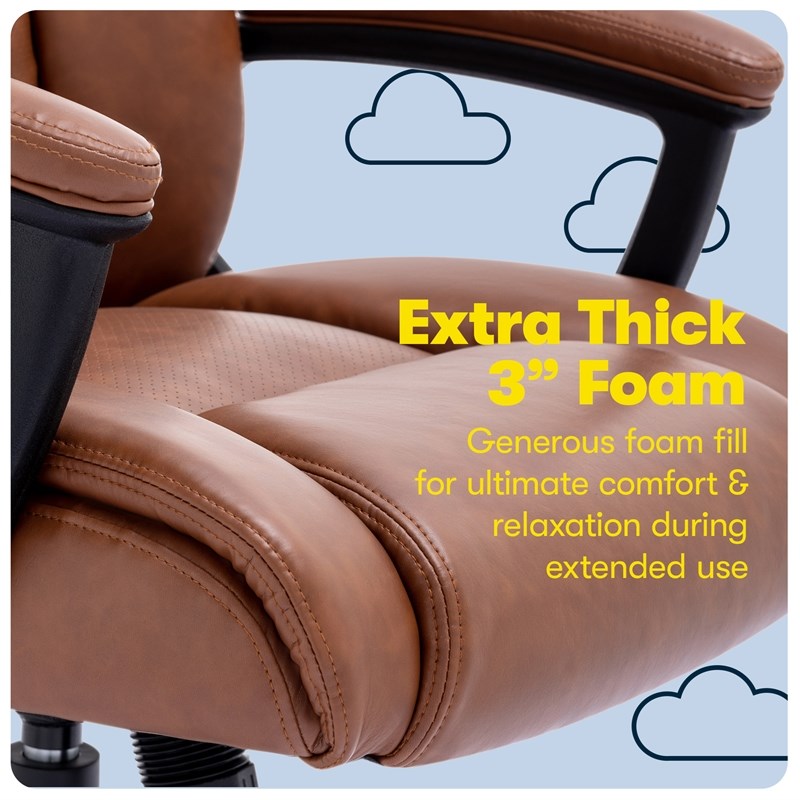Serta Connor Executive Office Chair Cognac Bonded Leather