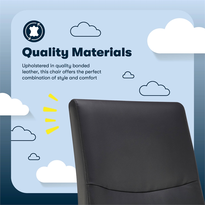 Serta Comfort Modern Executive Office Chair Metal Base Bonded Leather Black