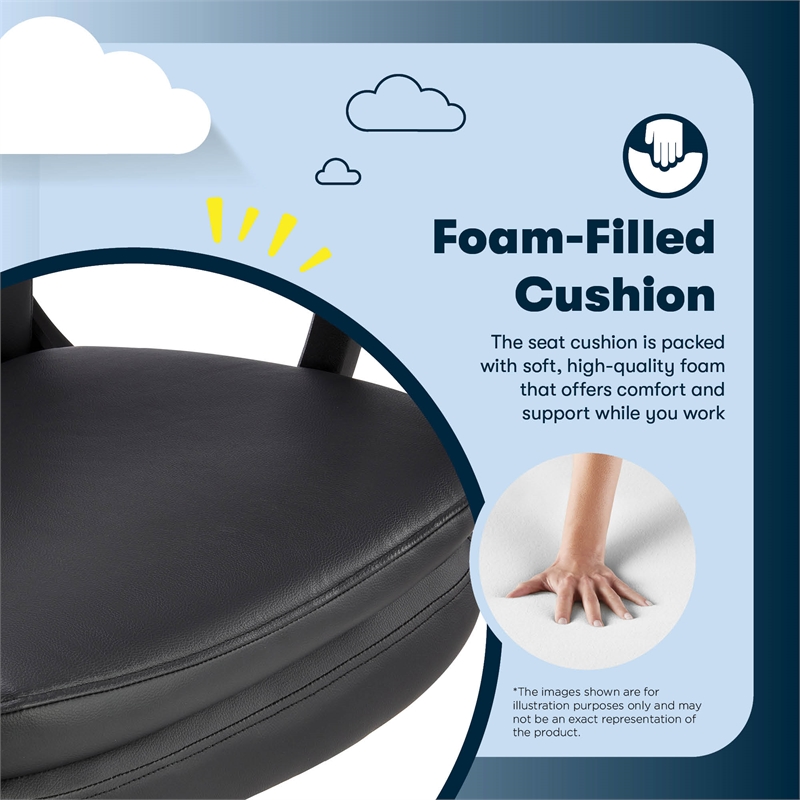 Serta Comfort Modern Executive Office Chair Metal Base Bonded Leather Black