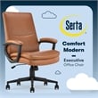 Serta Comfort Modern Executive Office Chair Metal Base Bonded Leather Cognac