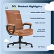 Serta Comfort Modern Executive Office Chair Metal Base Bonded Leather Cognac