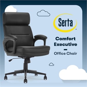 serta comfort executive ergonomic mid-back office chair bonded leather black
