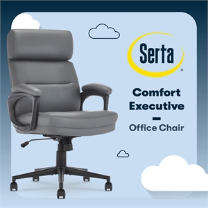 serta comfort executive ergonomic mid-back office chair bonded leather gray