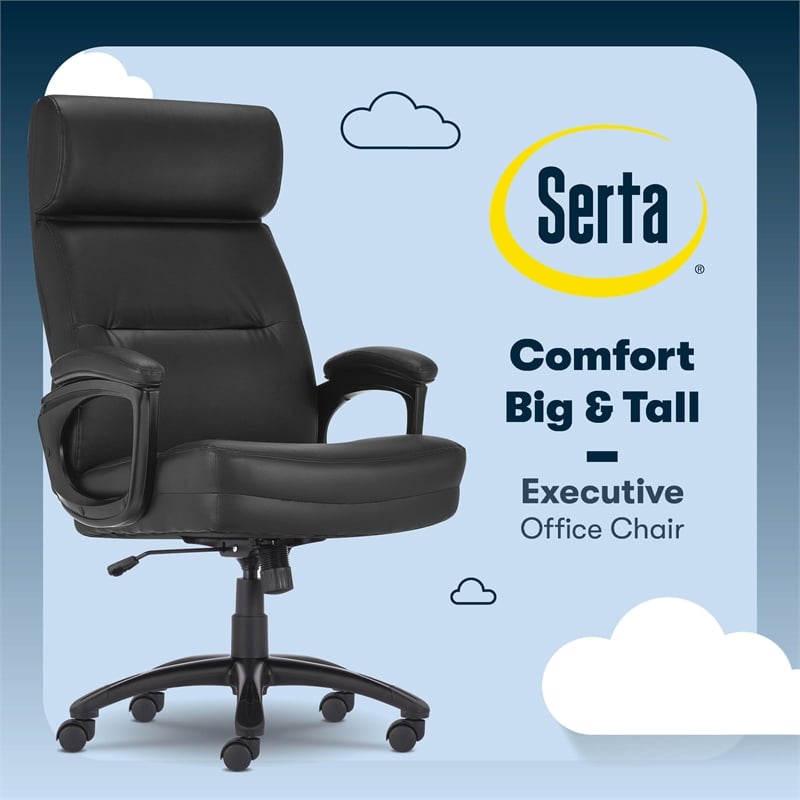Serta Comfort Executive Big & Tall Ergonomic Office Chair Bonded Leather Black
