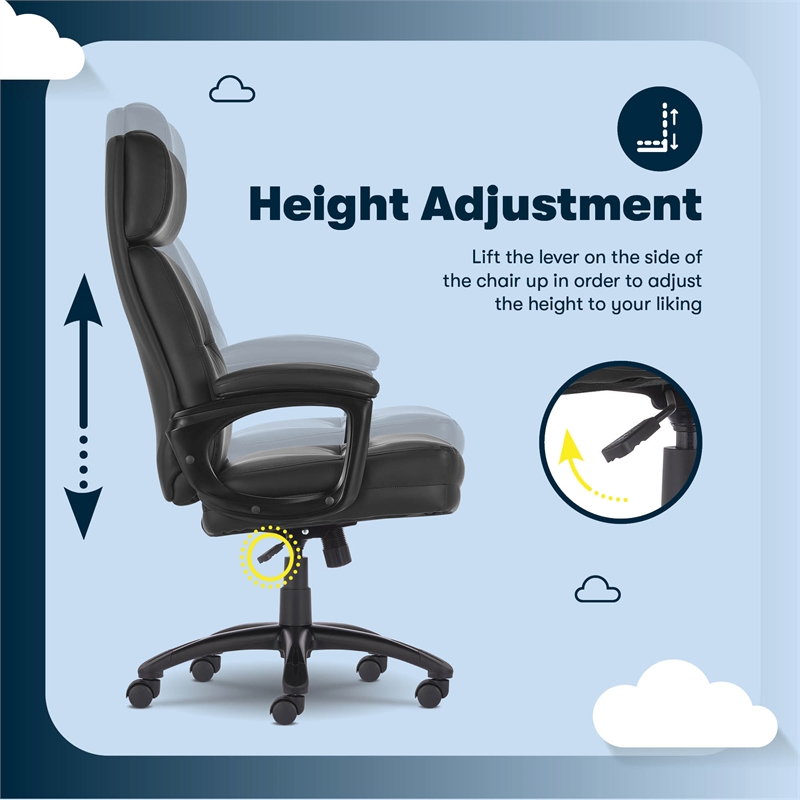 Serta Comfort Executive Big & Tall Ergonomic Office Chair Bonded Leather Black