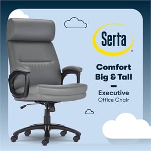 Serta Comfort Executive Big & Tall Ergonomic Office Chair Bonded Leather Gray