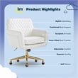 Serta Ashleigh Modern Office Chair Diamond-Tufted Design White Bonded Leather
