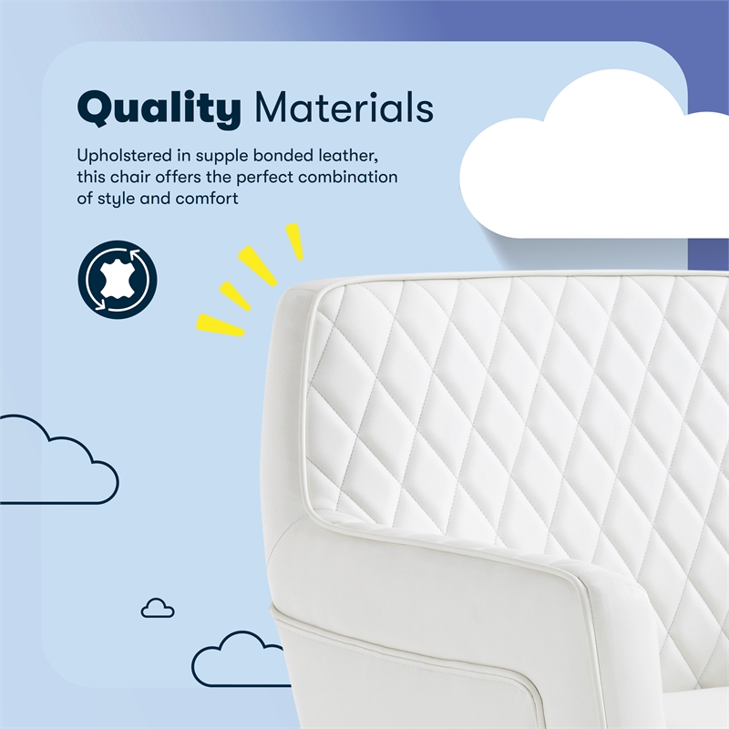 Serta Ashleigh Modern Office Chair Diamond-Tufted Design White Bonded Leather