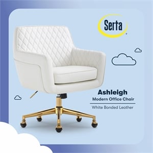 serta ashleigh modern office chair diamond-tufted design white bonded leather