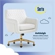 Serta Ashleigh Modern Office Chair Diamond-Tufted Design White Bonded Leather