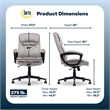 Serta Comfort Classic Executive Office Chair Padded Armrest Taupe Velvet Fabric