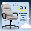 Serta Comfort Classic Executive Office Chair Padded Armrest Taupe Velvet Fabric