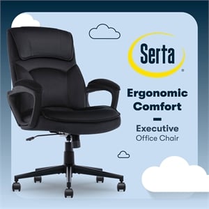 Serta Comfort Classic Executive Office Chair Padded Armrest Black Velvet Fabric