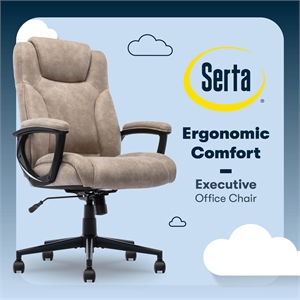 serta comfort eco office ergonomic computer chair lumber support light brown
