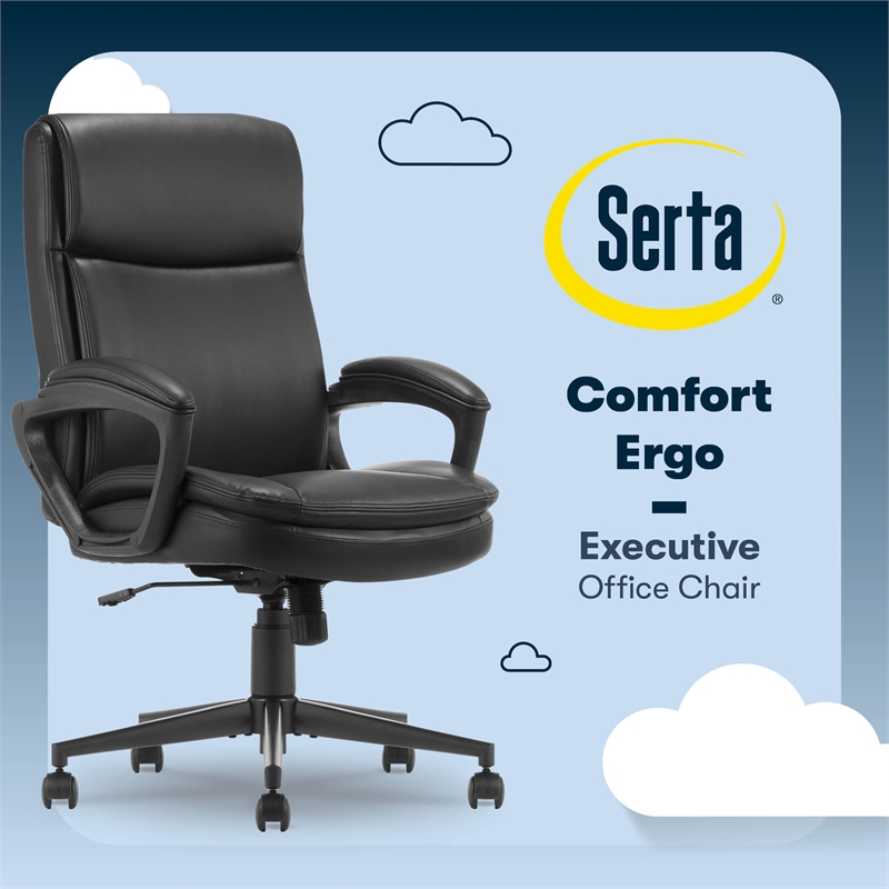 Serta Comfort Ergo Executive Office Chair Ergonomic with Black Bonded Leather