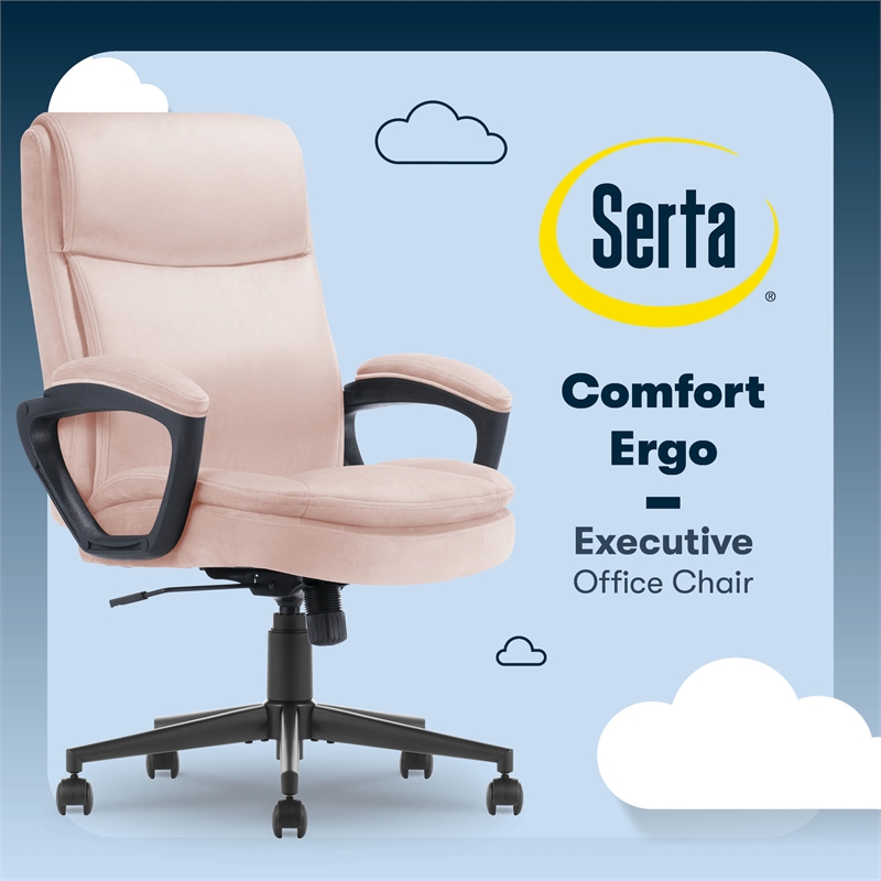 Serta Comfort Ergo Executive Office Chair Ergonomic with Pink Bonded Leather