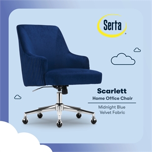 serta scarlett modern mid-back office chair velvet fabric silver metal base blue