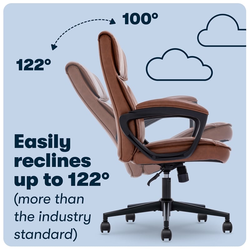 Serta Hannah Office Chair Ergonomic Lumbar Support Bonded Leather Cognac