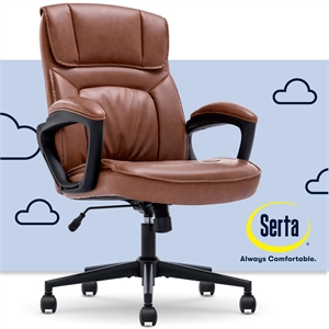 Serta Hannah Office Chair Ergonomic Lumbar Support Bonded Leather Cognac