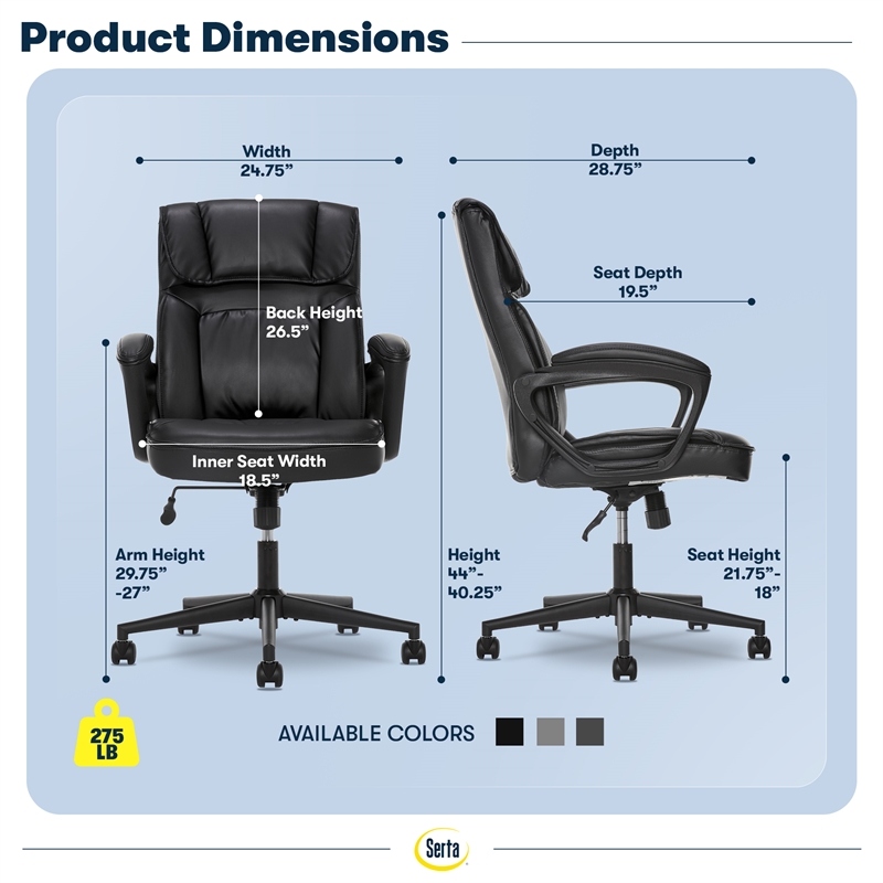 Serta Hannah Office Chair Black Bonded Leather