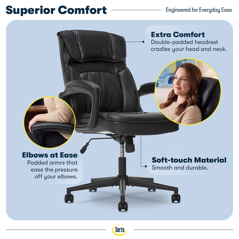 Serta Hannah Office Chair Black Bonded Leather