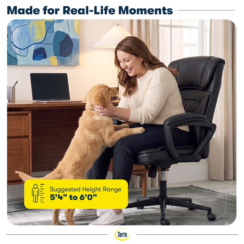 Serta Hannah Office Chair Black Bonded Leather