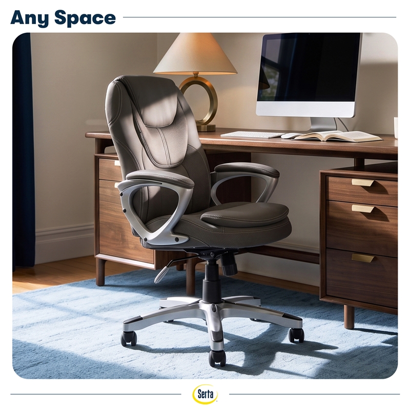 Serta Amplify Executive Office Chair Faux Leather and Mesh Duo Gray