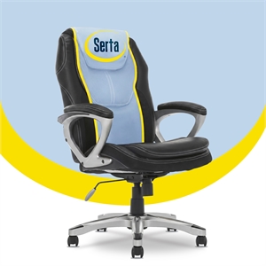 Serta Amplify Executive Office Chair Faux Leather and Mesh Black