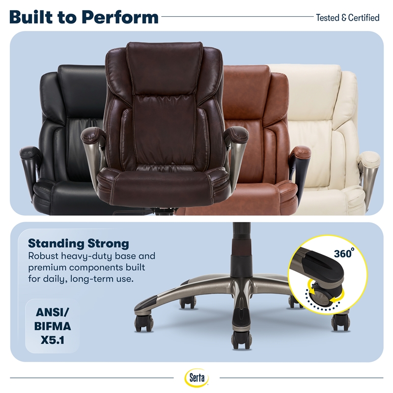 Serta Garret Executive Office Chair Brown Bonded Leather