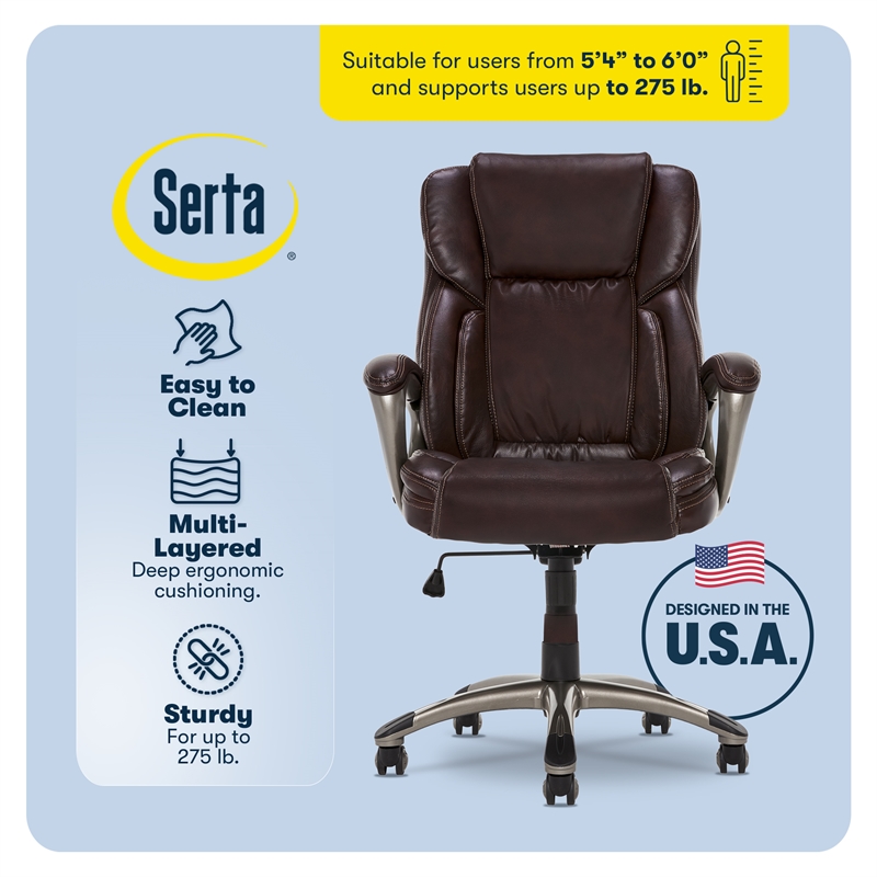 Serta Garret Executive Office Chair Brown Bonded Leather