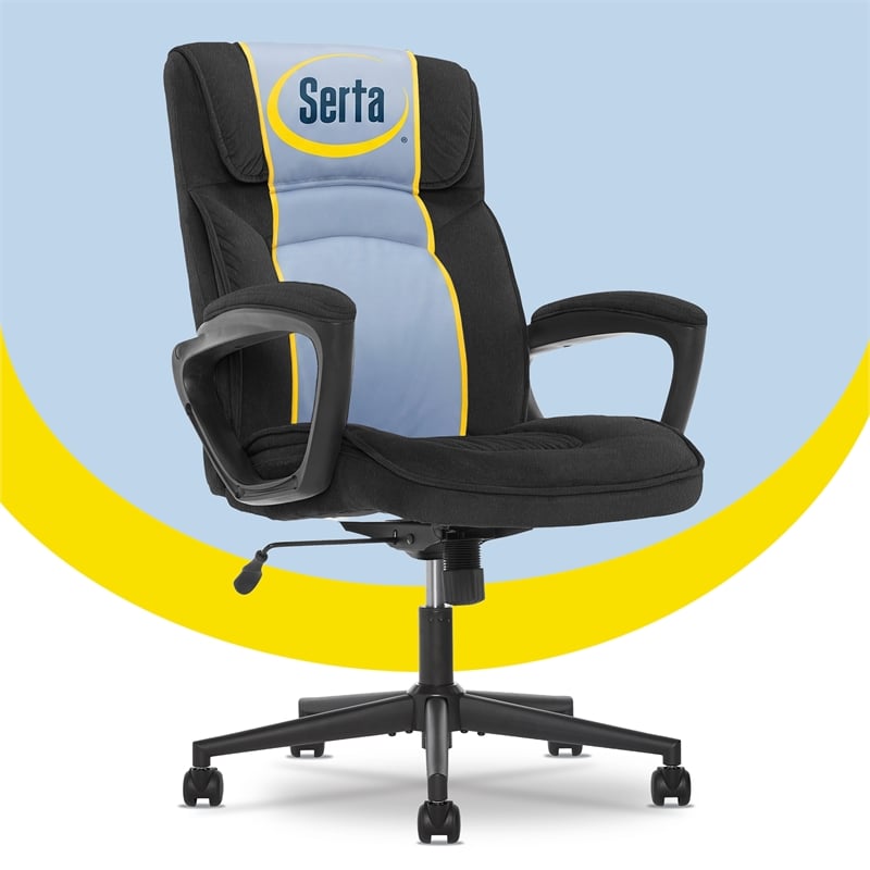 Serta Hannah Microfiber Office Chair with Headrest Pillow Charcoal Gray