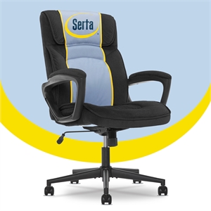 Serta Hannah Microfiber Office Chair with Headrest Pillow Charcoal Gray